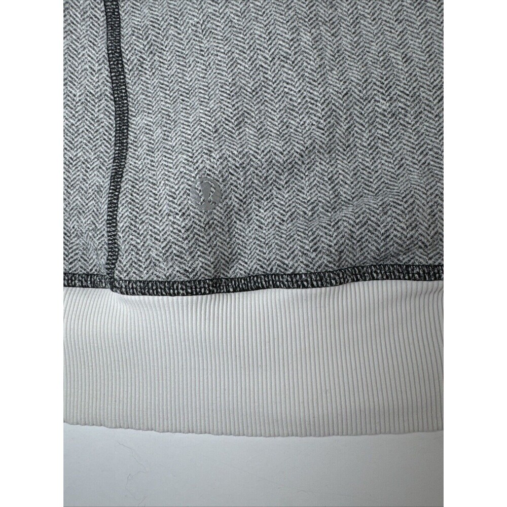 Lululemon Jacket Womens 8 Gray Herringbone Zip Up Athletic Yoga Fitted High Neck - Picture 14 of 16